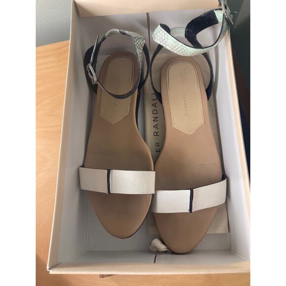 Loeffler Randall Gilda-Vass Sandal White & Green Embossed Flat With Box Sz 9.5 - Picture 10 of 11